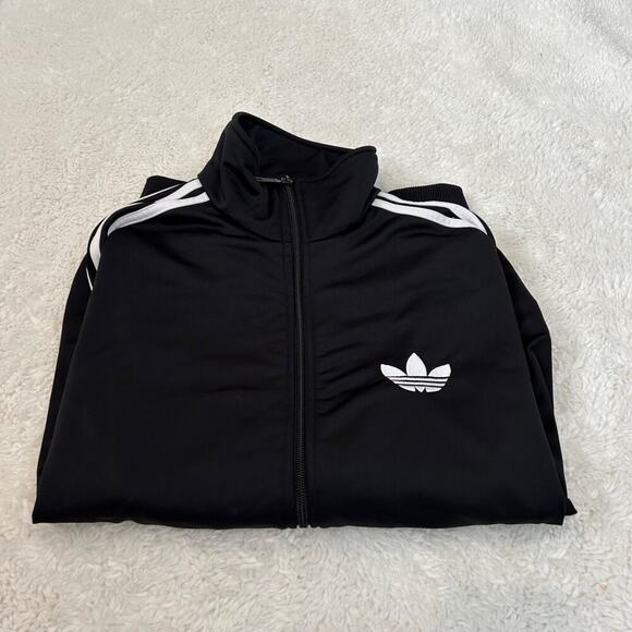 Vintage Unisex Adidas Tracksuit Medium Lined Jacket Black White 3‎ Stripe - Picture 1 of 5